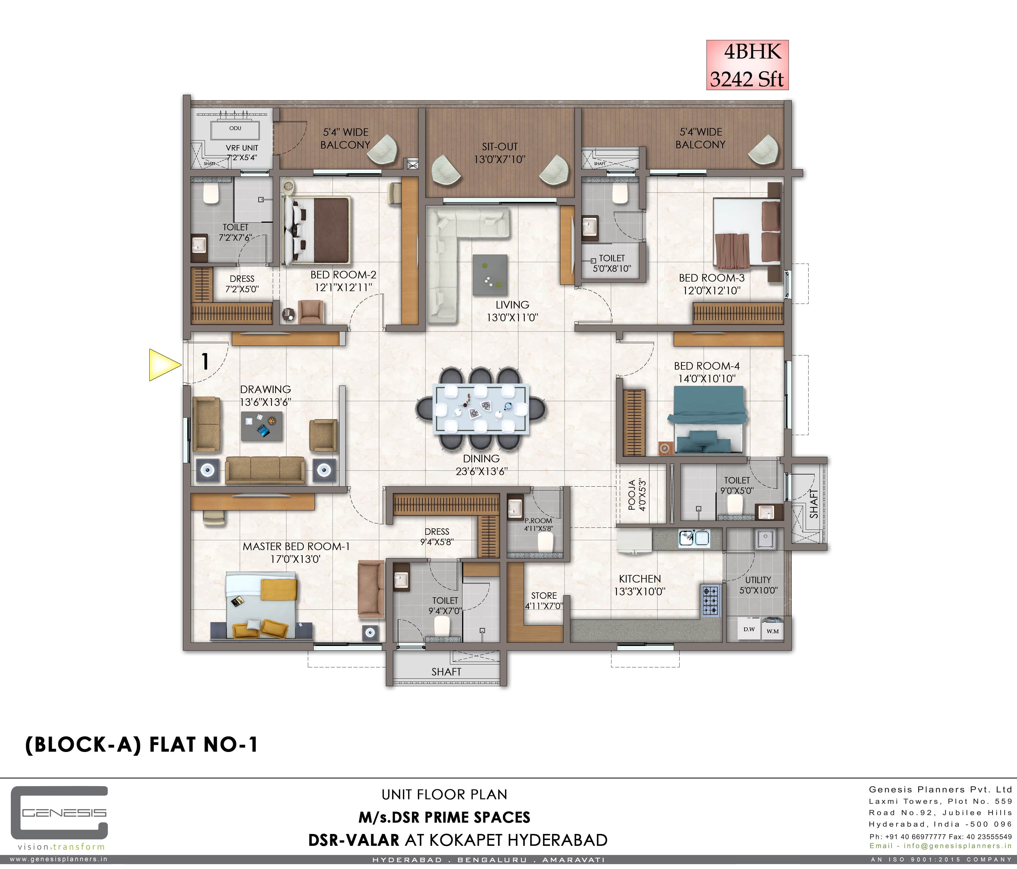 4BHK Unit Type C Floor Plan