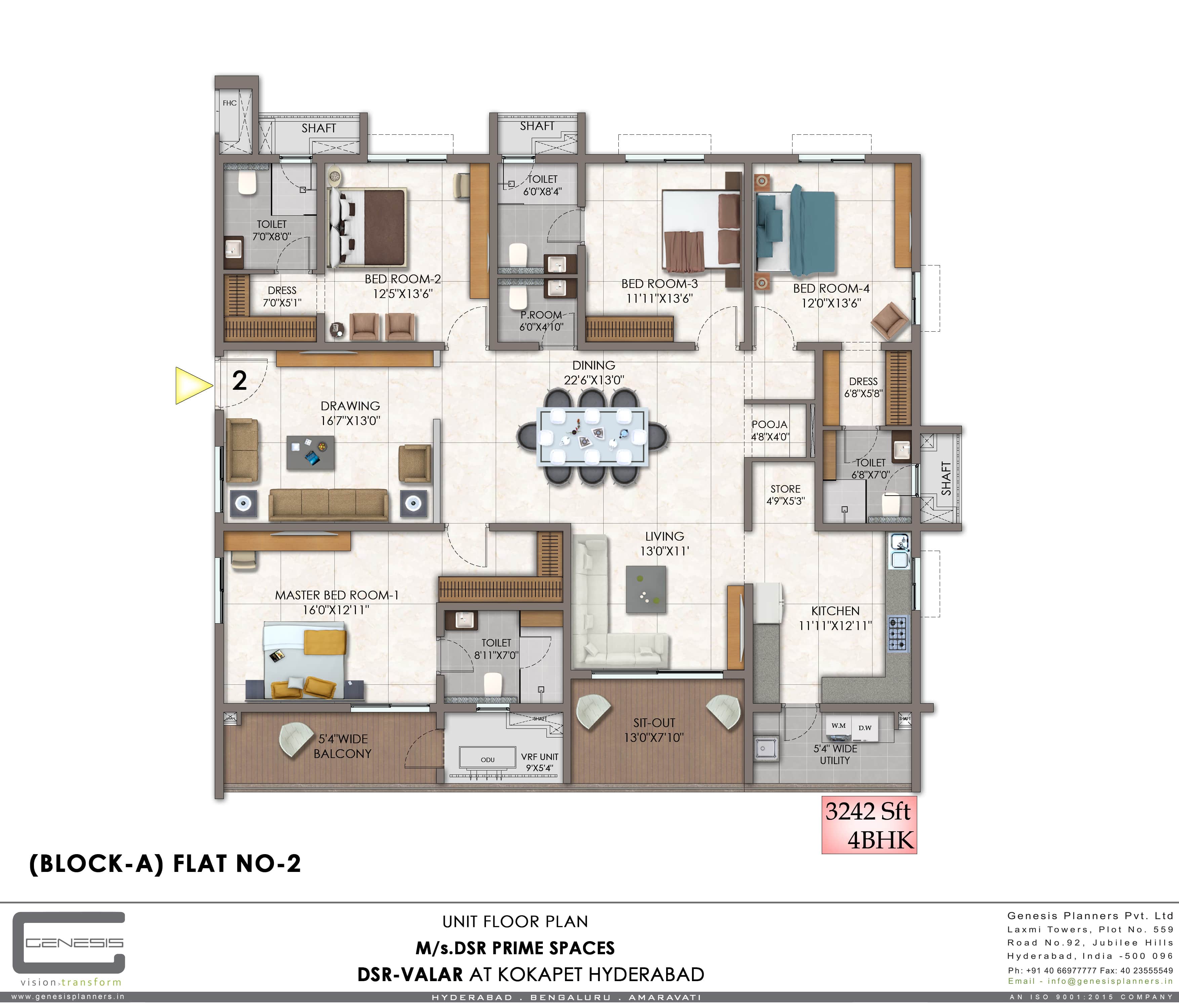4BHK Unit Type C Floor Plan