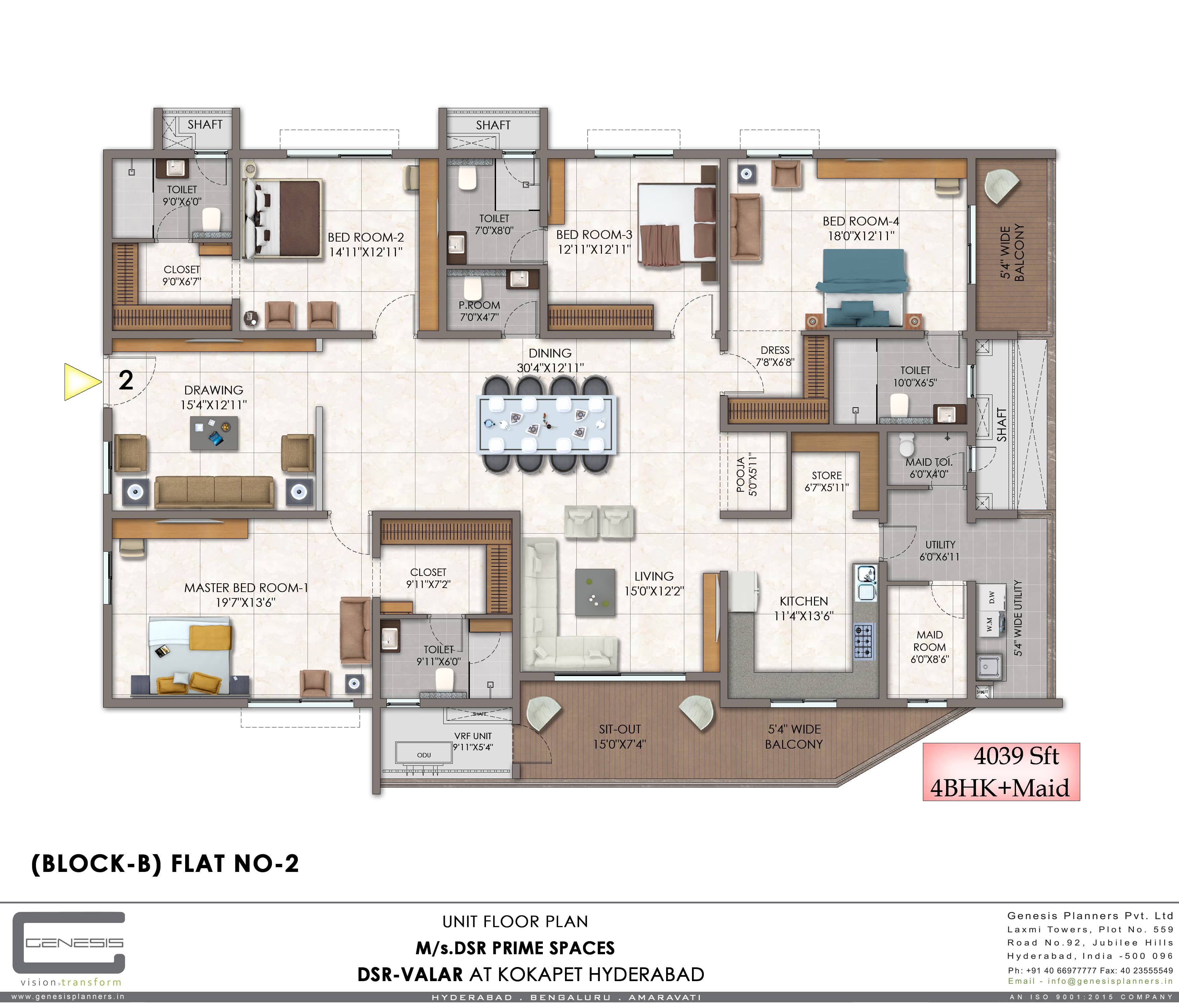 4BHK Unit Type C Floor Plan