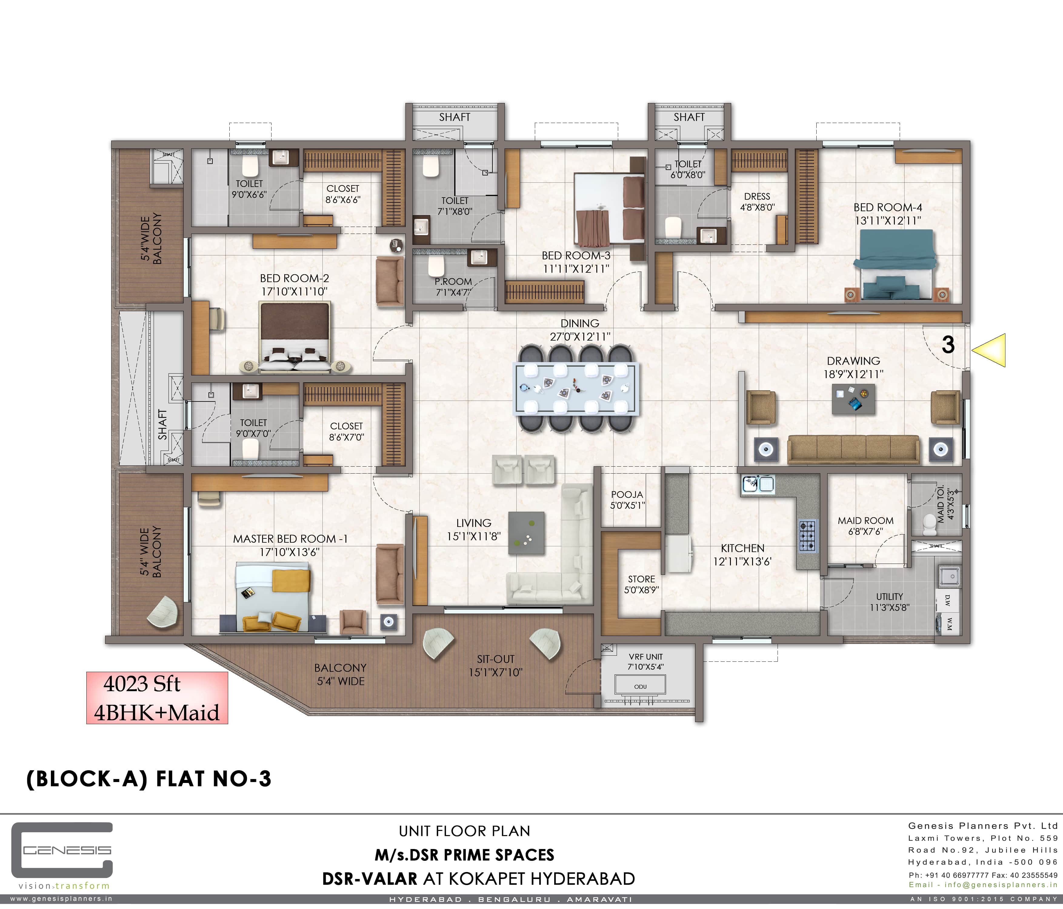 4BHK Unit Type C Floor Plan