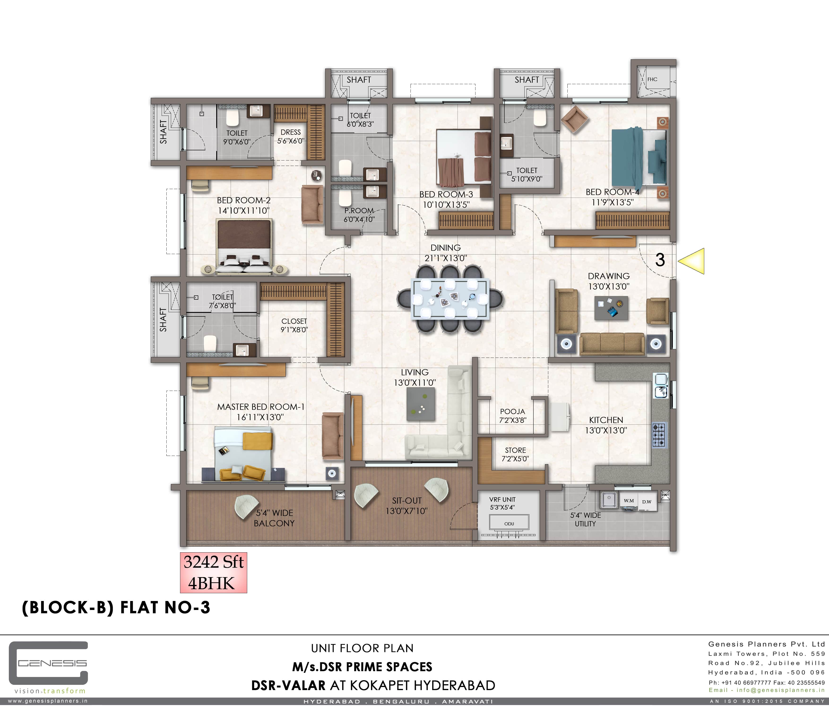 4BHK Unit Type C Floor Plan