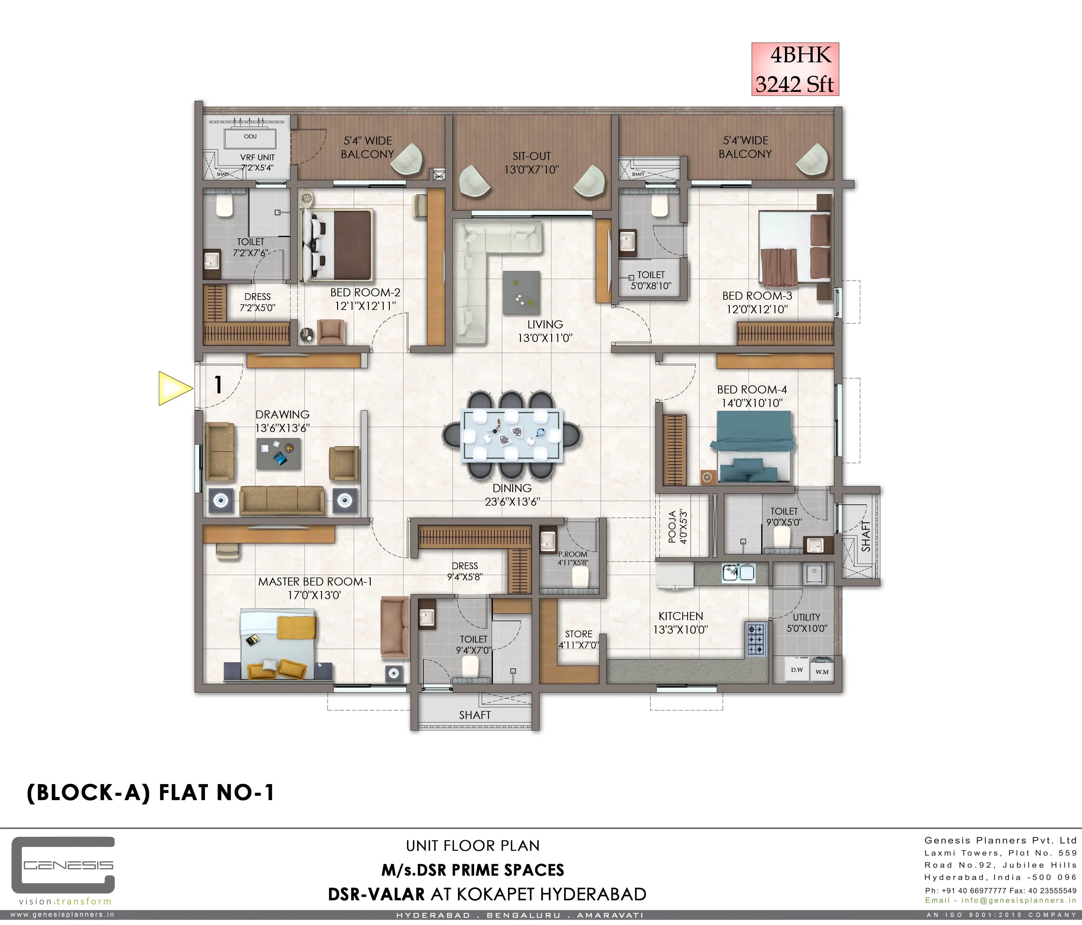4BHK Unit Type C Floor Plan