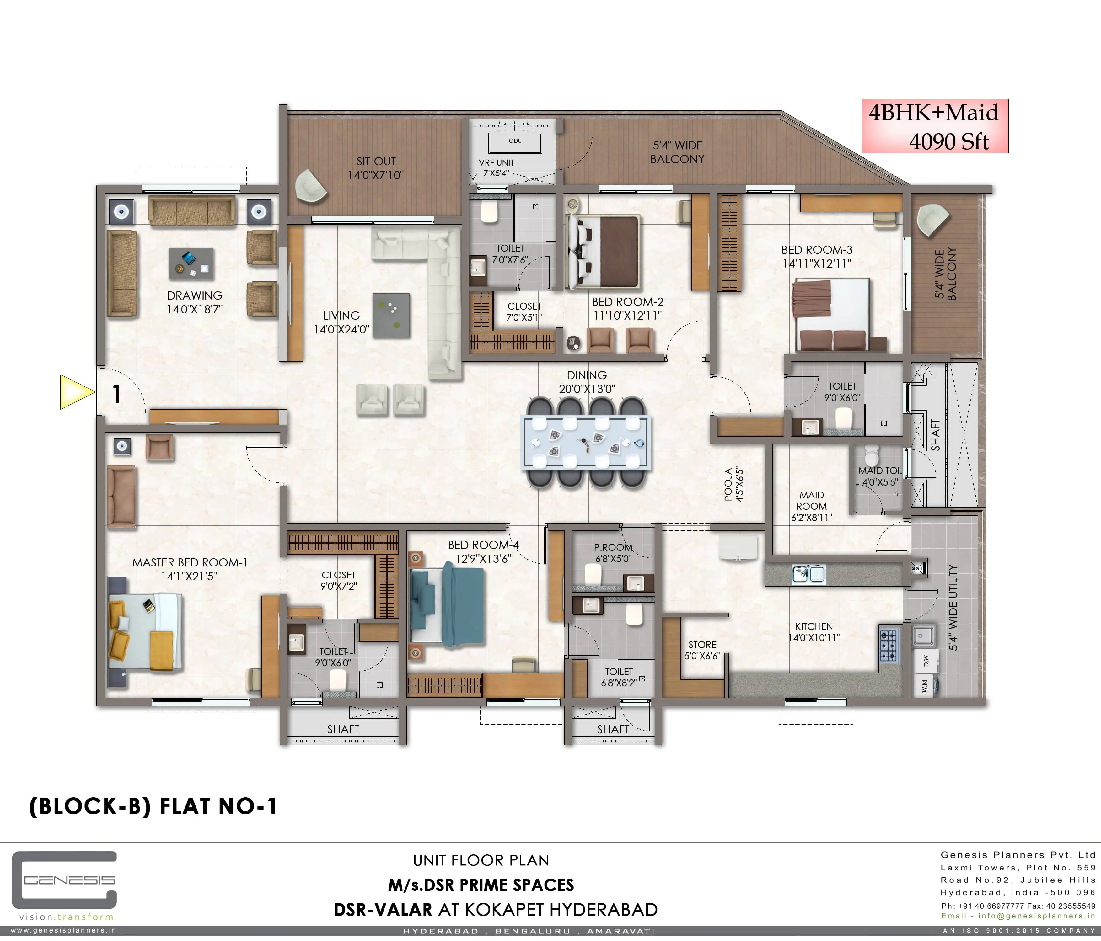 4BHK Unit Type C Floor Plan