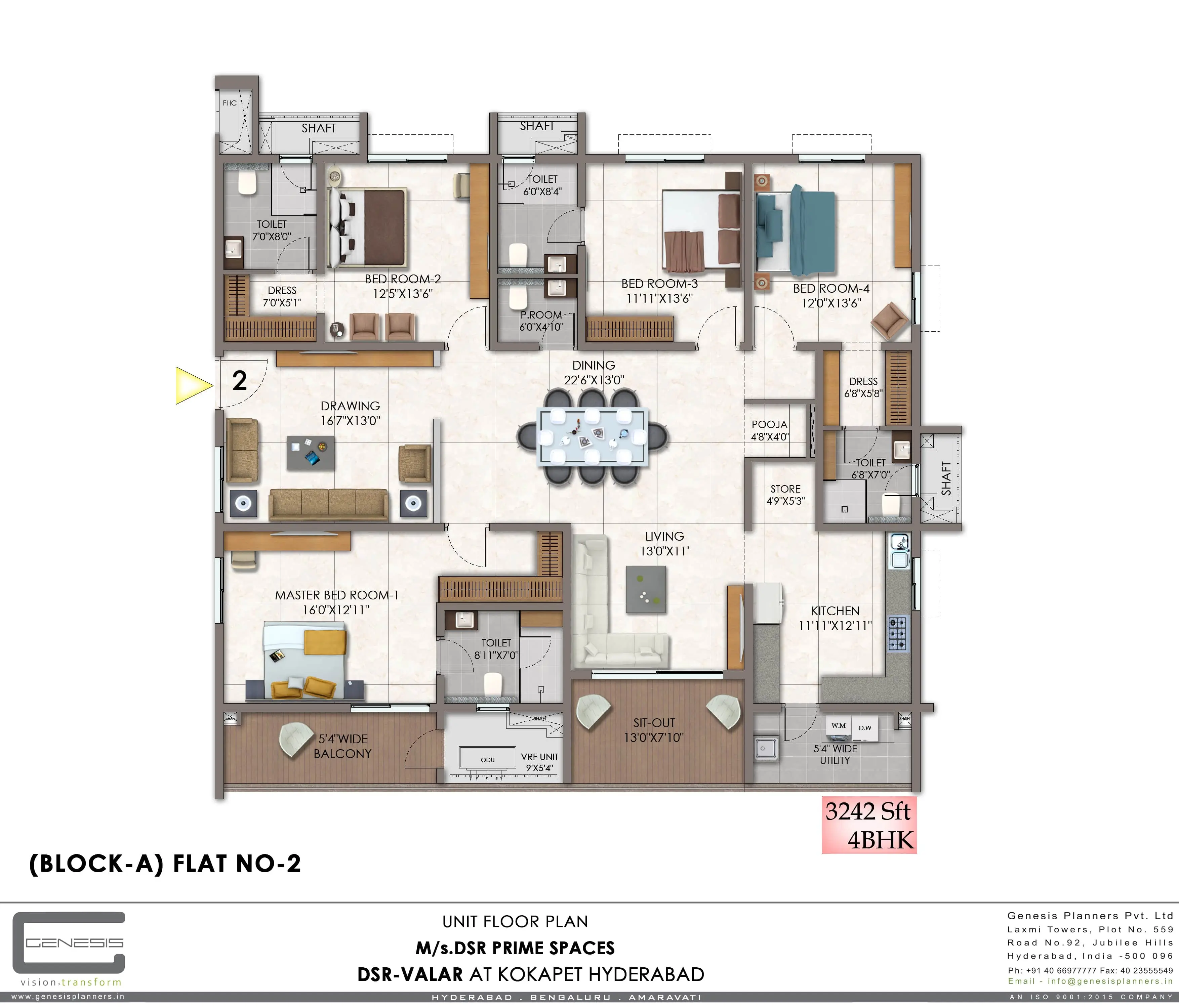 4BHK Unit Type C Floor Plan