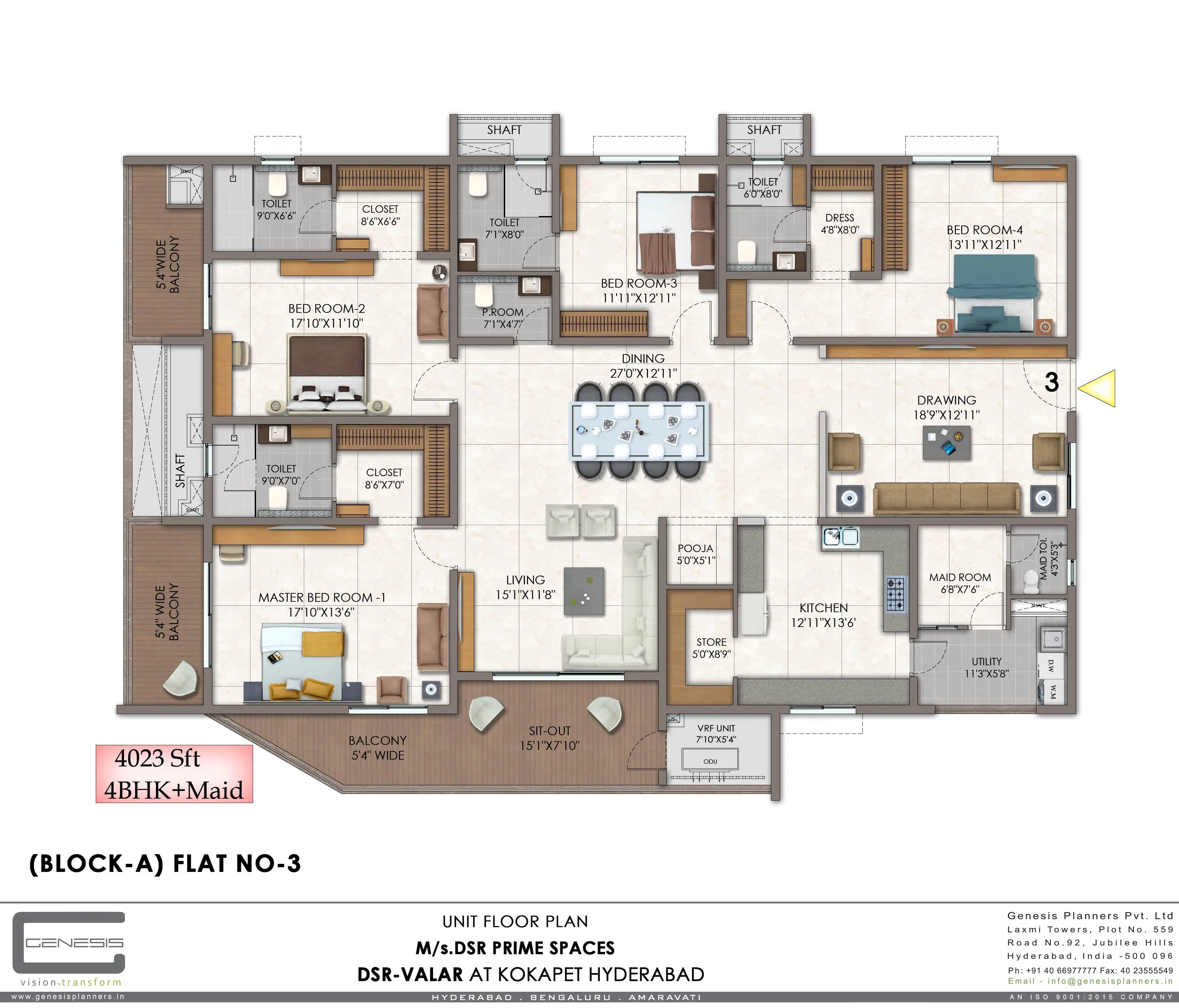 4BHK Unit Type C Floor Plan