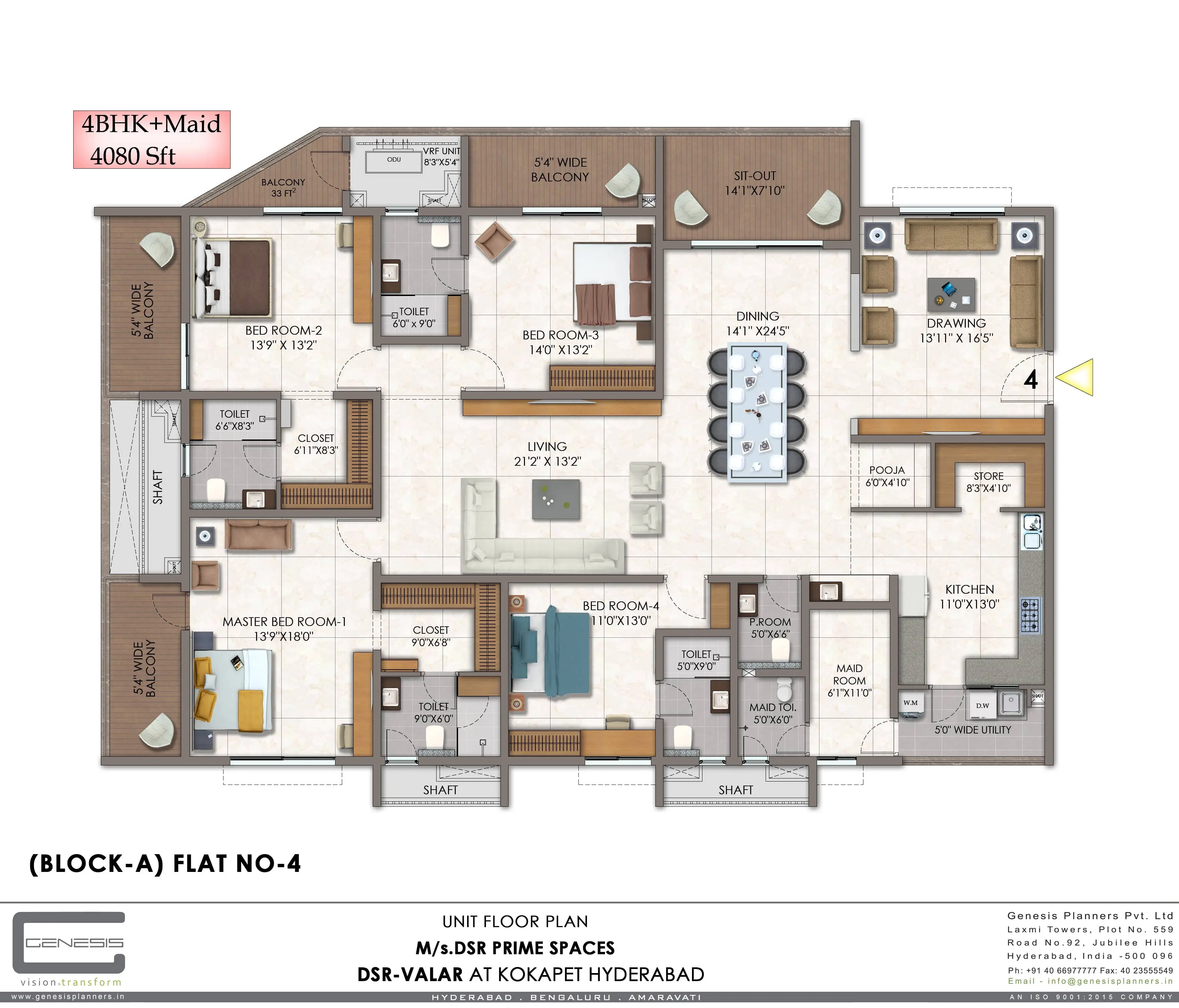4BHK Unit Type C Floor Plan