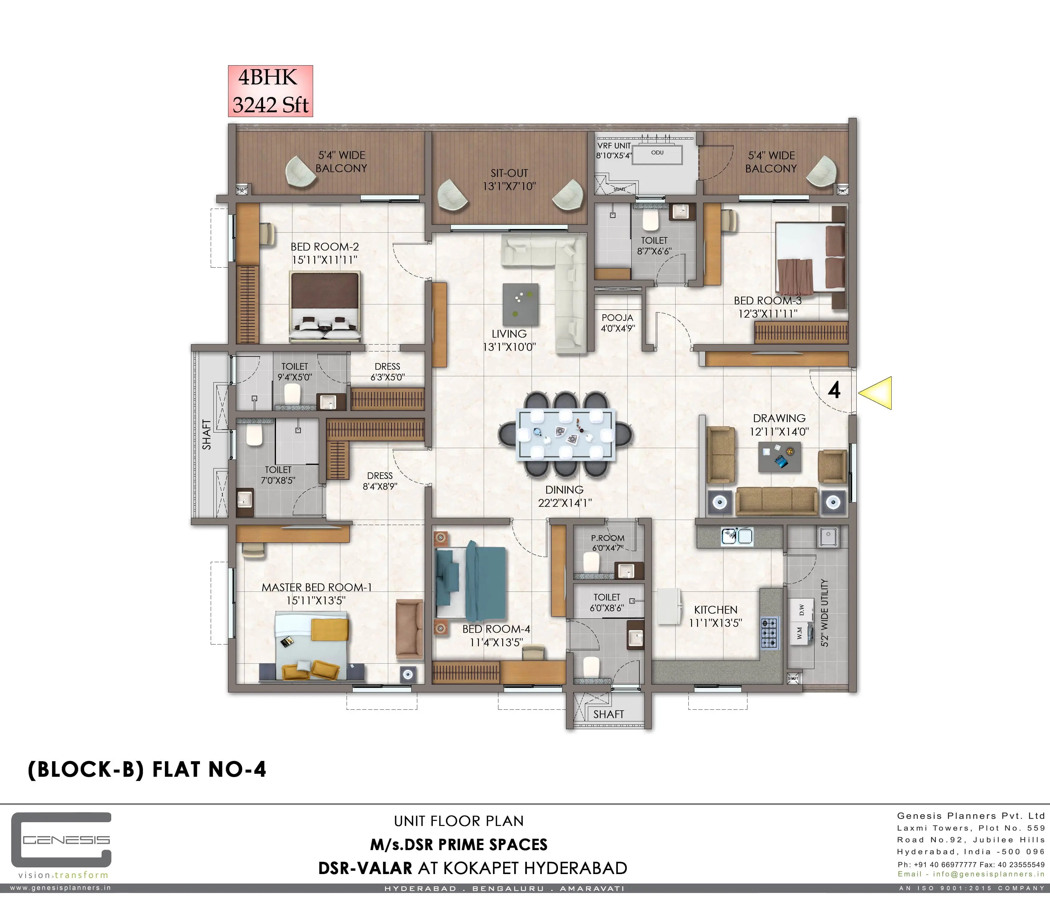 4BHK Unit Type C Floor Plan