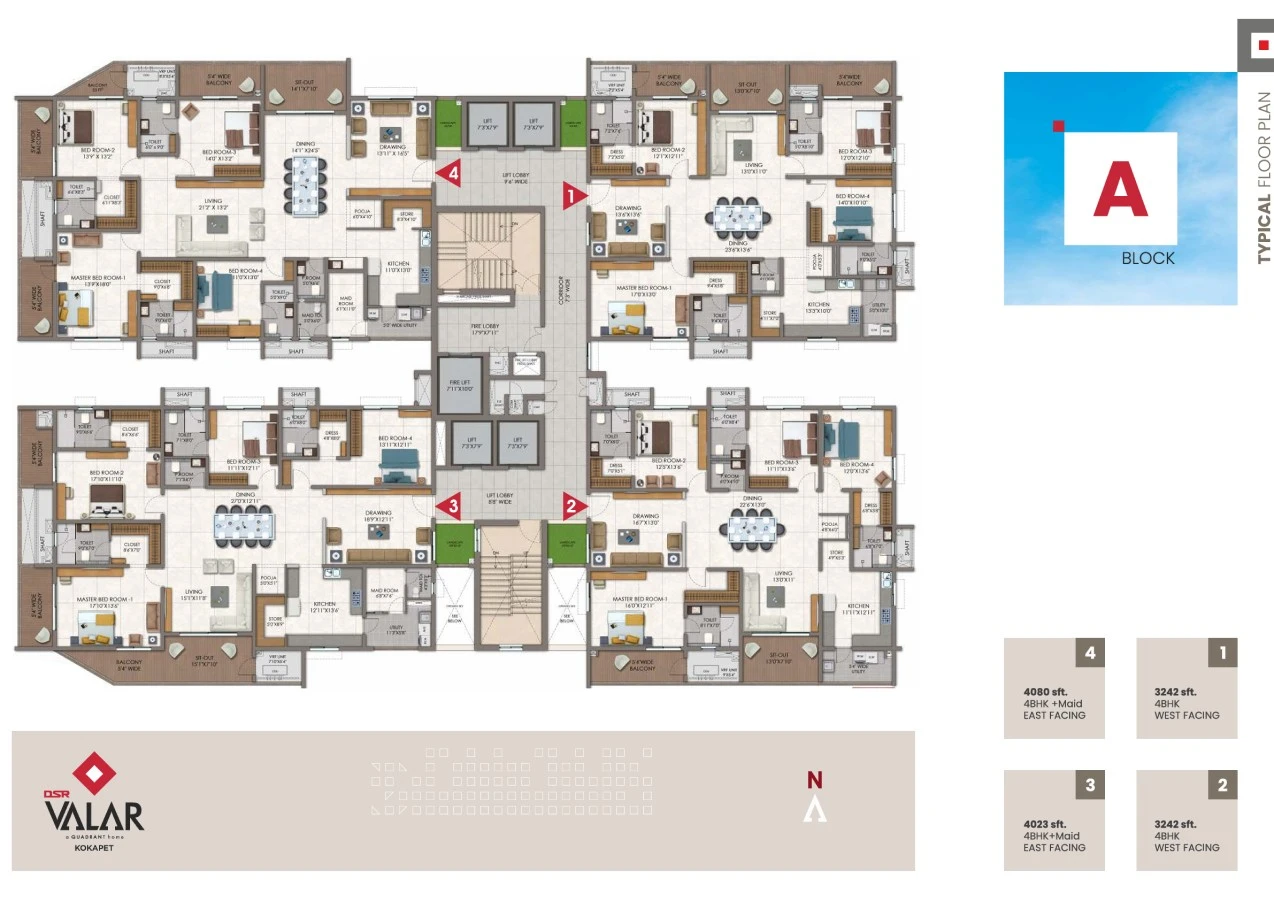 4BHK Unit Type A Floor Plan