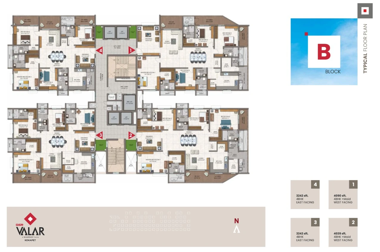 4BHK Unit Type B Floor Plan